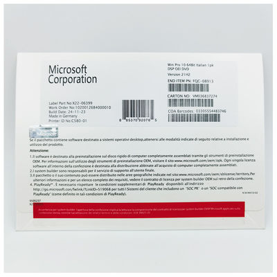 Win 10 Pro OEM 64Bit Full Version， Multi-Language Installer DVD With Online Product Key