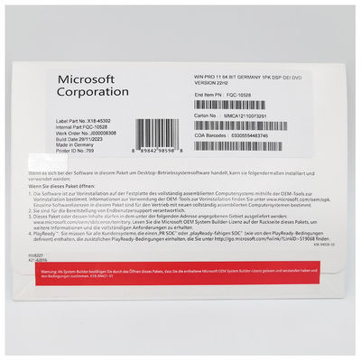 Microsoft Windows 11 Pro chính thức Tiếng Đức DVD OEM System Builder Giấy phép 64 bit cho sử dụng chuyên nghiệp