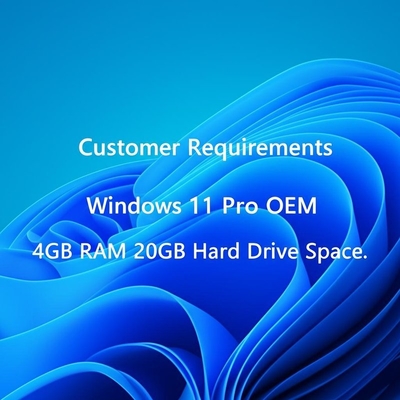 Yêu cầu của khách hàng Windows 11 Pro OEM 4GB RAM 20GB Dung lượng ổ cứng